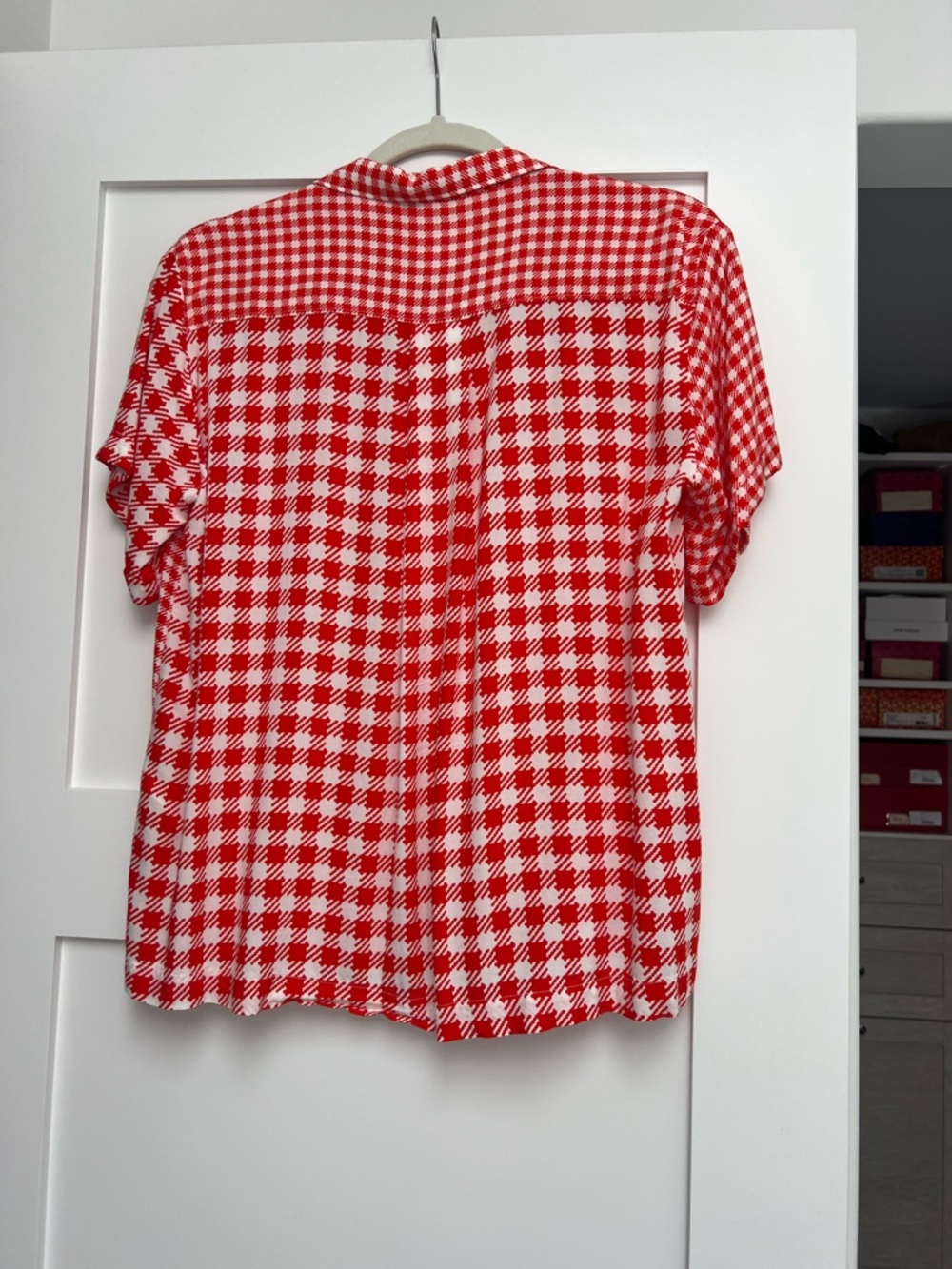 Anthropologie Red and White Gingham Button-Down Shirt by Maeve - Picture 2 of 4